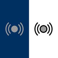 Basic Essential Signal Ui Ux  Icons Flat and Line Filled Icon Set Vector Blue Background