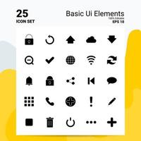 25 Basic Ui Elements Icon Set 100 Editable EPS 10 Files Business Logo Concept Ideas Solid Glyph icon design vector