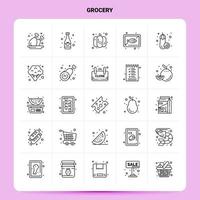 OutLine 25 Grocery Icon set Vector Line Style Design Black Icons Set Linear pictogram pack Web and Mobile Business ideas design Vector Illustration