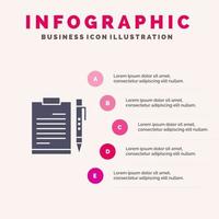 Document Business Clipboard File Page Planning Sheet Solid Icon Infographics 5 Steps Presentation Background vector