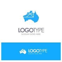Australia Map Country Flag Blue Solid Logo with place for tagline vector