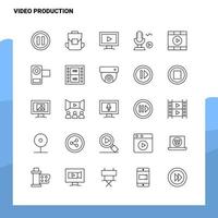 conjunto de iconos de línea de producción de video conjunto de 25 iconos diseño de estilo minimalista vectorial conjunto de iconos negros paquete de pictogramas lineales vector