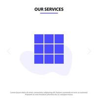 Our Services Menu Ui Basic Solid Glyph Icon Web card Template vector