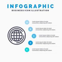 World Globe Big Think Line icon with 5 steps presentation infographics Background vector