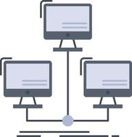 database distributed connection network computer Flat Color Icon Vector