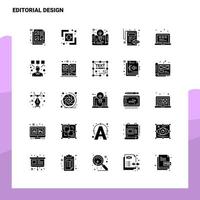 25 conjunto de iconos de diseño editorial plantilla de ilustración de vector de icono de glifo sólido para ideas web y móviles para empresa comercial