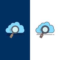 cloud search storage technology computing Flat Color Icon Vector