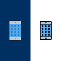Application Mobile Mobile Application Password  Icons Flat and Line Filled Icon Set Vector Blue Background