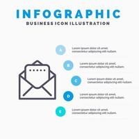 Document Mail Line icon with 5 steps presentation infographics Background vector