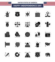 conjunto de 25 iconos del día de los ee.uu. símbolos americanos signos del día de la independencia para el hockey sobre hielo día de la independencia hombres independece tambor elementos editables del diseño del vector del día de los ee.uu.