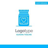 Medicine Love Heart Wedding Blue Solid Logo Template Place for Tagline vector