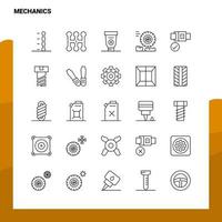 conjunto de iconos de línea mecánica conjunto 25 iconos diseño de estilo minimalista vectorial conjunto de iconos negros paquete de pictogramas lineales vector