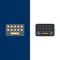 KeyBoard Typing Board Key  Icons Flat and Line Filled Icon Set Vector Blue Background
