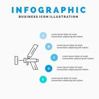 Foam gun Building Construction Foam Repair Tool Gun Line icon with 5 steps presentation infographics Background vector