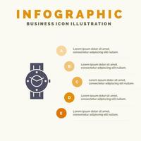 Watch Smart Watch Time Phone Android Solid Icon Infographics 5 Steps Presentation Background vector