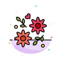 Flower Gift Love Wedding Abstract Flat Color Icon Template vector