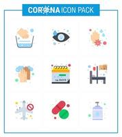 icono de conciencia de coronavirus 9 iconos de color plano icono incluido evento lavado de manos atención médica coronavirus viral 2019nov enfermedad vector elementos de diseño