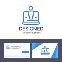tarjeta de visita creativa y plantilla de logotipo computadora digital tecnología portátil marketing ilustración vectorial vector