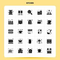 Solid 25 Kitchen Icon set Vector Glyph Style Design Black Icons Set Web and Mobile Business ideas design Vector Illustration