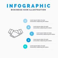 Agreement Deal Handshake Business Partner Line icon with 5 steps presentation infographics Background vector