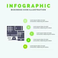 Computer Monitor Cell Education Infographics Presentation Template 5 Steps Presentation vector