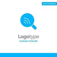 investigación de búsqueda señal wifi azul plantilla de logotipo sólido lugar para el eslogan vector