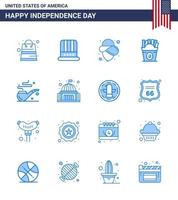 conjunto de 16 iconos del día de los ee.uu. símbolos americanos signos del día de la independencia para st pipe usa usa fastfood elementos de diseño vectorial editables del día de los ee.uu. vector