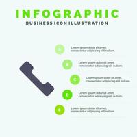 Telephone Call Mobile Solid Icon Infographics 5 Steps Presentation Background vector