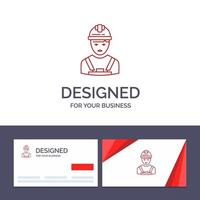 Creative Business Card and Logo template Worker Industry Avatar Engineer Supervisor Vector Illustration