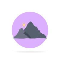 mountain landscape hill nature sun Flat Color Icon Vector