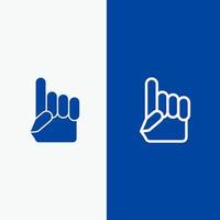 Foam Hand Hand Usa American Line and Glyph Solid icon Blue banner Line and Glyph Solid icon Blue banner vector