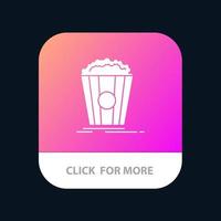 botón de aplicación móvil de bocadillo de película de cine de palomitas de maíz versión de glifo de android e ios vector