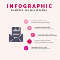 Email Communication Emails Envelope Letter Mail Message Solid Icon Infographics 5 Steps Presentation Background vector