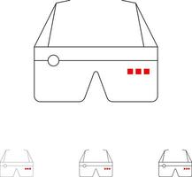 computadora computación gafas digitales google audaz y delgada línea negra conjunto de iconos vector