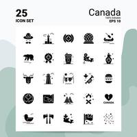 25 conjunto de iconos de canadá 100 archivos eps 10 editables ideas de concepto de logotipo de empresa diseño de icono de glifo sólido vector