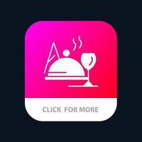 diseño de icono de aplicación móvil de vidrio de comida de plato de hotel vector