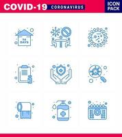 CORONAVIRUS 9 Blue Icon set on the theme of Corona epidemic contains icons such as medicine medical bacteria healthcare bacteria viral coronavirus 2019nov disease Vector Design Elements