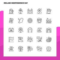 Set of Ireland Independence Day Line Icon set 25 Icons Vector Minimalism Style Design Black Icons Set Linear pictogram pack