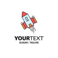 space craft shuttle space rocket launch Flat Color Icon Vector