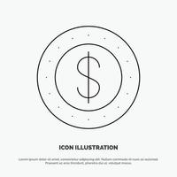 Dollar Coin Cash Line Icon Vector