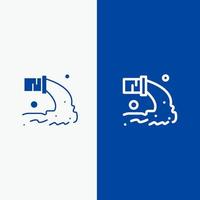 Pipe Pollution Radioactive Sewage Waste Line and Glyph Solid icon Blue banner Line and Glyph Solid icon Blue banner vector