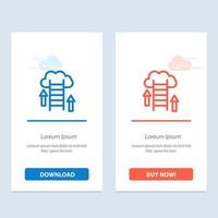 Cloud Download Upload Data Server  Blue and Red Download and Buy Now web Widget Card Template vector