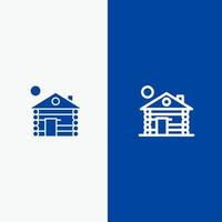 Hotel Building Service Home Line and Glyph Solid icon Blue banner vector