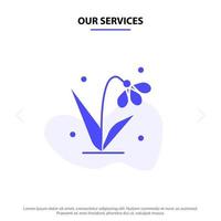Our Services Decoration Easter Plant Tulip Solid Glyph Icon Web card Template vector