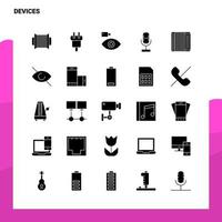 conjunto de iconos de 25 dispositivos plantilla de ilustración de vector de icono de glifo sólido para ideas web y móviles para empresa comercial