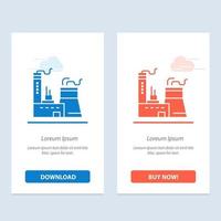 Building Construction Factory Industry  Blue and Red Download and Buy Now web Widget Card Template vector
