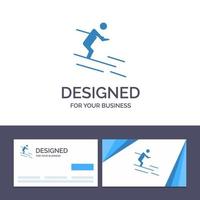 Creative Business Card and Logo template Activity Ski Skiing Sportsman Vector Illustration