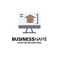 Computer Home House Business Logo Template Flat Color vector