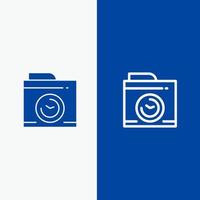 Camera Image Big Think Line and Glyph Solid icon Blue banner Line and Glyph Solid icon Blue banner vector