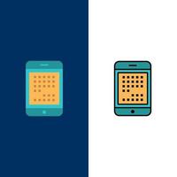 Phone Computer Device Digital Ipad Mobile  Icons Flat and Line Filled Icon Set Vector Blue Background